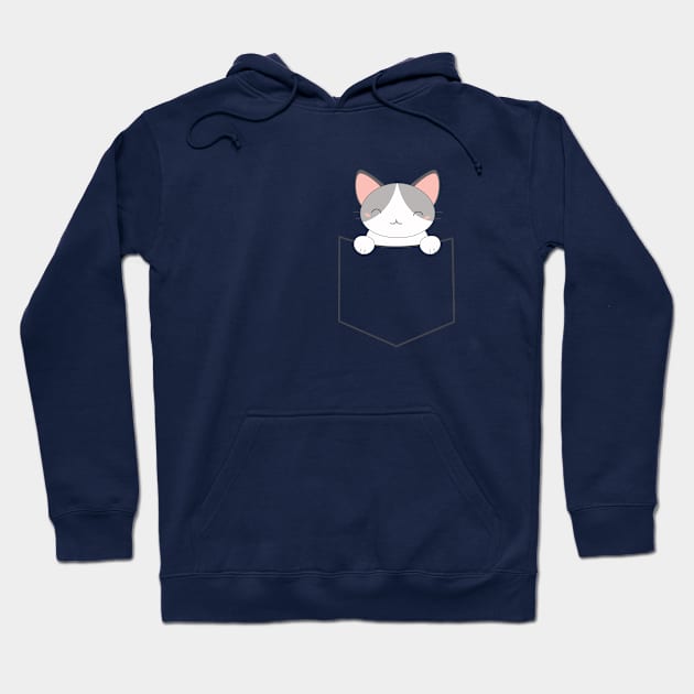 Kawaii Pocket Cat T-Shirt Hoodie by happinessinatee